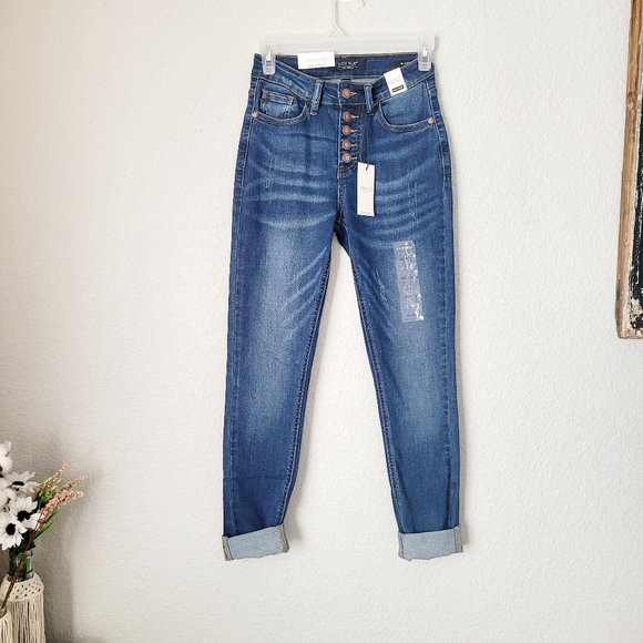 Judy Blue High Rise Dark Wash Button Fly Skinny Jeans Size 0(24) - Picture 5 of 17